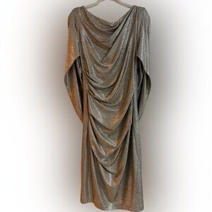 Betsy & Adam Metallic Cape Dress